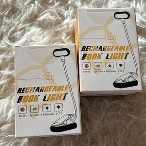 Qty 2 Book Light, 14 LED Rechargeable, 5 Colors, 4 Brightness Levels